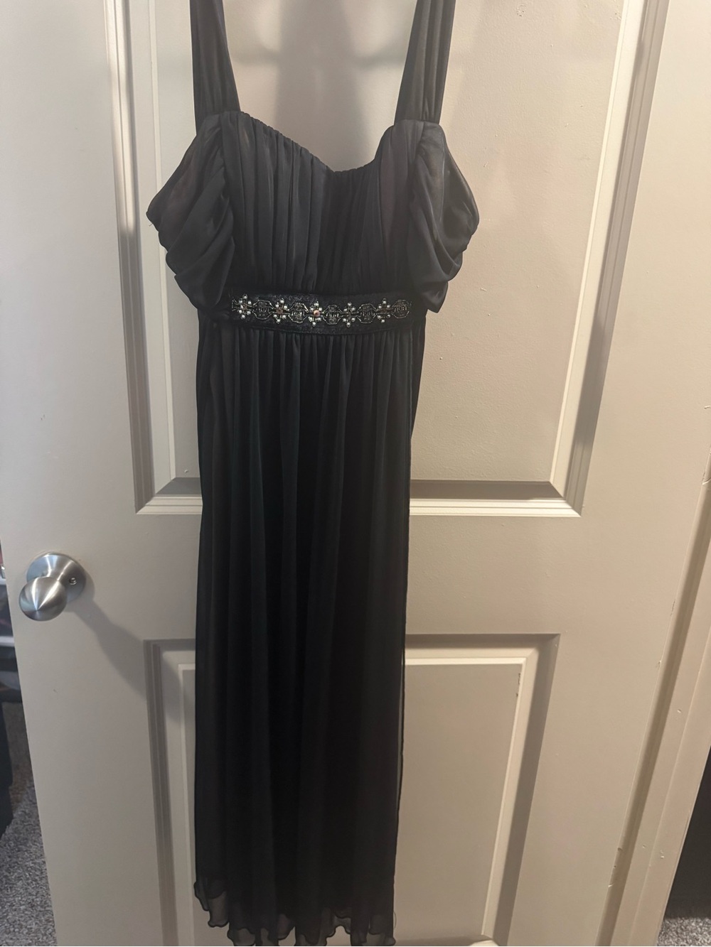 Elegant Black Embellished Evening Dress